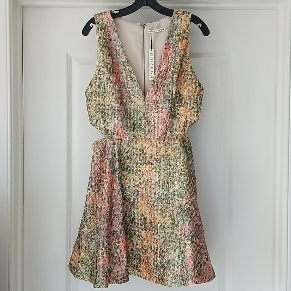 Alice + Olivia Multicolored Cocktail Shimmer Dress